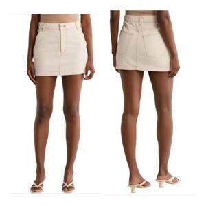NEW Etica Sheldon Mini Denim Skirt In Beige Parchment 100% Cotton Multiple Sizes